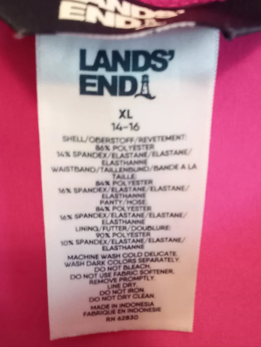 Lands' End Hot Pink Swim Shorts Girls Size XL